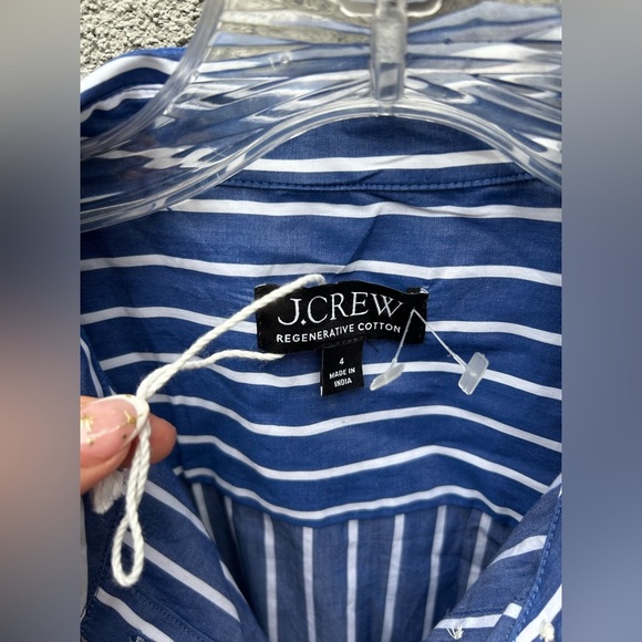 J. Crew Cerise shirtdress in striped poplin Deep Sea Stripes - Picture 8 of 11